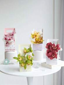 3 Piezas Cajas Para Arreglos Florales, Colección De Flores De Primavera, Caja De Papel Para Ramo De Flores, Caja De Regalo Para Ramo De Flores Para Llevar En La Mano (flores No Incluidas) - Multicolor - Ver 3