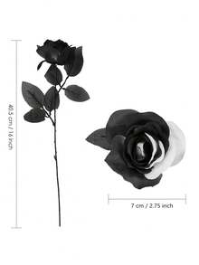 1 Miếng Đen Và Trắng Hoa hồng Hoa nhân tạo Với Gốc - Phong cách Gô-tích Đám cưới cô dâu Thích hợp Đối với Nhà  , Văn phòng , Khách sạn Đồ trang trí - đen và trắng - Xem 2