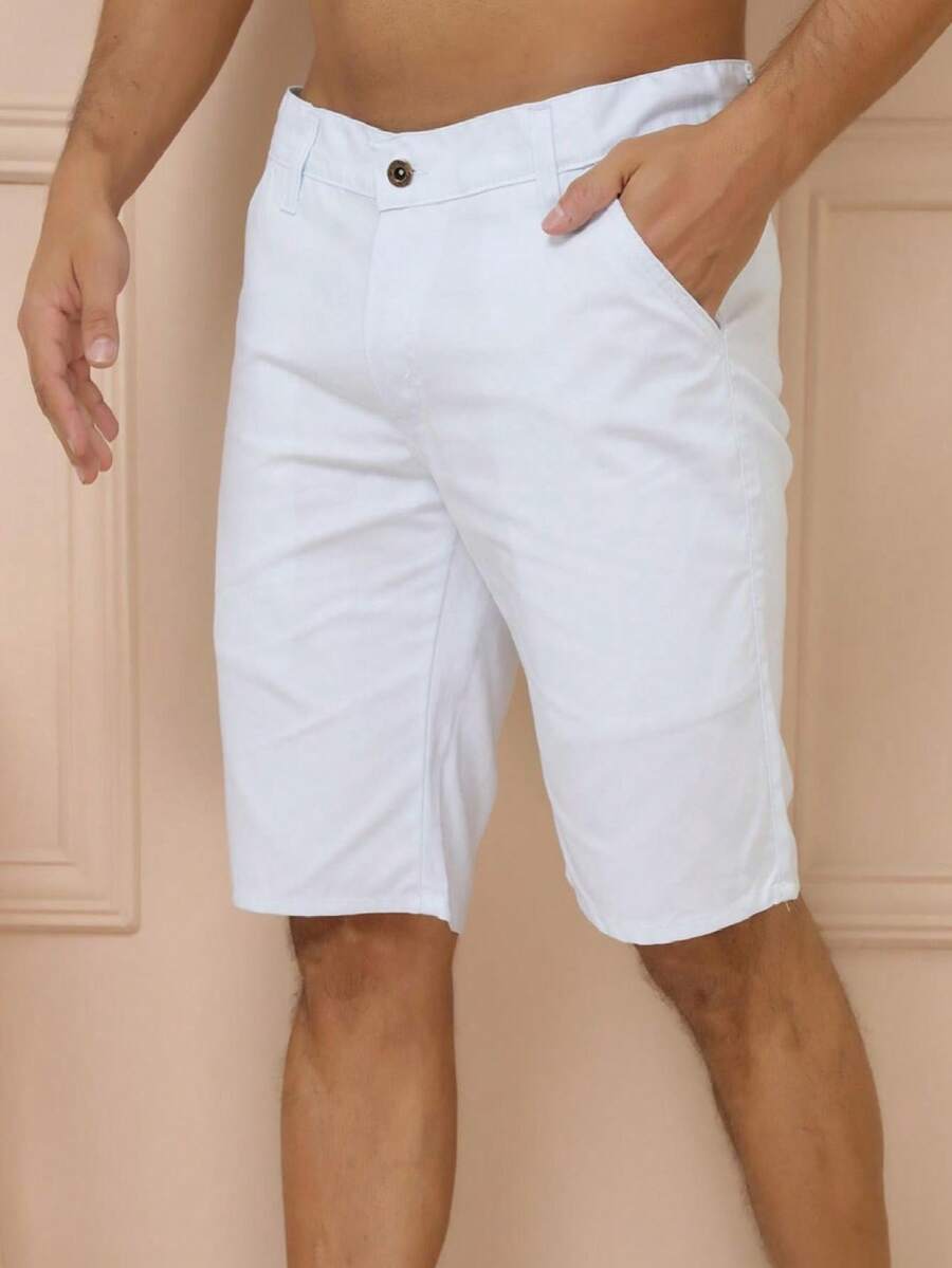 Men Denim Shorts - White - View 1