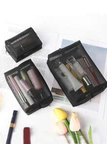 3pcs Transparent Mesh Cosmetic Storage Bags, Multi-Functional Travel Lightweight Portable Organizer, Different Sizes For Sorting Cosmetics And Toiletries Bag, Room Decor, Bags, Makeup Bag, Vanity, Travel, Make Up Bag, Travel Essentials, Organizer, Storage, Travel Essential, Makeup Organizer, Makeup Bags, Toiletry Bag, Desk Organiser, Cosmetic Bag, Makeup Pouch, Make Up Organizer, Vanity Accessories, Make Up Pouch, Make Up Bags,Makeup Bag,Make Up Bag,Makeup Bags,Cosmetic Bag,Makeup Organiser,Travel,Makeup Pouch,Bag,Vanity,Make Up Pouch,Travel Essentials,Pouch Bag,Make Up Bags,Bags,Travel Essential,Vanity Accessories,Small Makeup Bag,Makeup Pouch,Cosmetic Bag,Travel Essential,Large Capacity,Large Makeup Bag,Christmas Gifts,Pouch,Travel,Gifts For Women Travel Essential,Pouch,Clutch / Small Handbag, Makeup Organizer,Makeup Organize,Pouch,Brush Holder,Mini Pouch,Large Capacity Pouch,Gifts For Women,Christmas Gifts,Gift Ideas For Women - Black - View 3