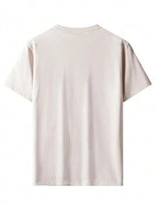Men's Solid Color Round Neck Short Sleeve Sports T-Shirt - Apricot - View 2