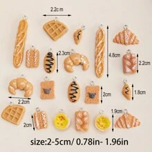 10pcs Mixed Resin Simulated Bread Design Bracelet Charms For Diy Jewelry Making, Keychain Decoration - Mixed Bread - View 10