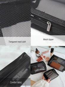 3pcs Transparent Mesh Cosmetic Storage Bags, Multi-Functional Travel Lightweight Portable Organizer, Different Sizes For Sorting Cosmetics And Toiletries Bag, Room Decor, Bags, Makeup Bag, Vanity, Travel, Make Up Bag, Travel Essentials, Organizer, Storage, Travel Essential, Makeup Organizer, Makeup Bags, Toiletry Bag, Desk Organiser, Cosmetic Bag, Makeup Pouch, Make Up Organizer, Vanity Accessories, Make Up Pouch, Make Up Bags,Makeup Bag,Make Up Bag,Makeup Bags,Cosmetic Bag,Makeup Organiser,Travel,Makeup Pouch,Bag,Vanity,Make Up Pouch,Travel Essentials,Pouch Bag,Make Up Bags,Bags,Travel Essential,Vanity Accessories,Small Makeup Bag,Makeup Pouch,Cosmetic Bag,Travel Essential,Large Capacity,Large Makeup Bag,Christmas Gifts,Pouch,Travel,Gifts For Women Travel Essential,Pouch,Clutch / Small Handbag, Makeup Organizer,Makeup Organize,Pouch,Brush Holder,Mini Pouch,Large Capacity Pouch,Gifts For Women,Christmas Gifts,Gift Ideas For Women - Black - View 6