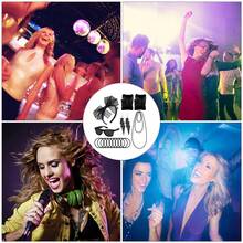 80 年代化装舞会服装配饰套装蕾丝头带霓虹耳环渔网手套太阳镜硅胶手链长珠项链适合单身派对 80 年代主题复古派对角色扮演 - 彩色 - 查看 6