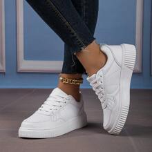 女士時尚休閒運動鞋白色鞋子 - 白色 - 查看 5