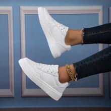 女士時尚休閒運動鞋白色鞋子 - 白色 - 查看 4