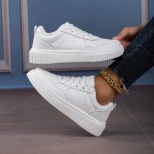 女士時尚休閒運動鞋白色鞋子 - 白色 - 查看 2