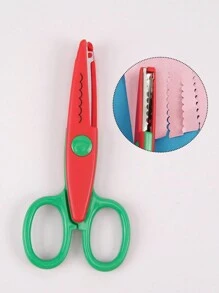 Small Handicraft Scissors, Floral Pattern Photo Album Cutting Wave Scissors, Adult Paper Craft Scissors(Random Color) - 6 Tooth Saw Shears + 1 Straight Line Shear - View 7