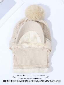 女士防风拉法帽，带帽檐和单个毛球，内衬柔软，二合一耳颈保暖帽，适合滑雪和户外活动的保暖冬季帽 - 彩色 - 查看 4