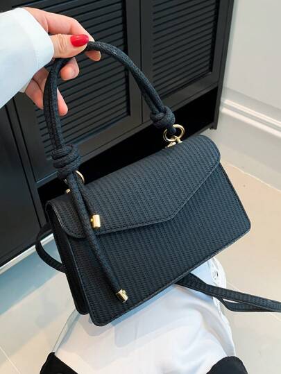 Nueva Bolsa Cuadrada Vintage De Textura Tejida Para Mujeres, Se Puede Usar Como Bolso De Hombro O Cruzado