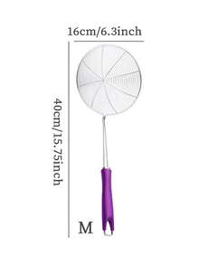 1pc Stainless Steel Wire Strainer, Comfortable Handle, Easy To Retrieve, Quick Drainage Of Water And Oil - Purple - View 24