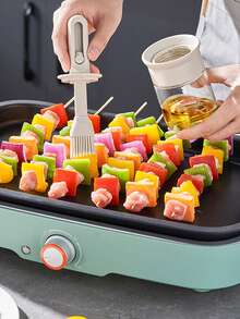 1入組高溫耐熱矽膠刷和玻璃油瓶組合,可收縮烘焙和燒烤刷 - 杏色 - 查看 2