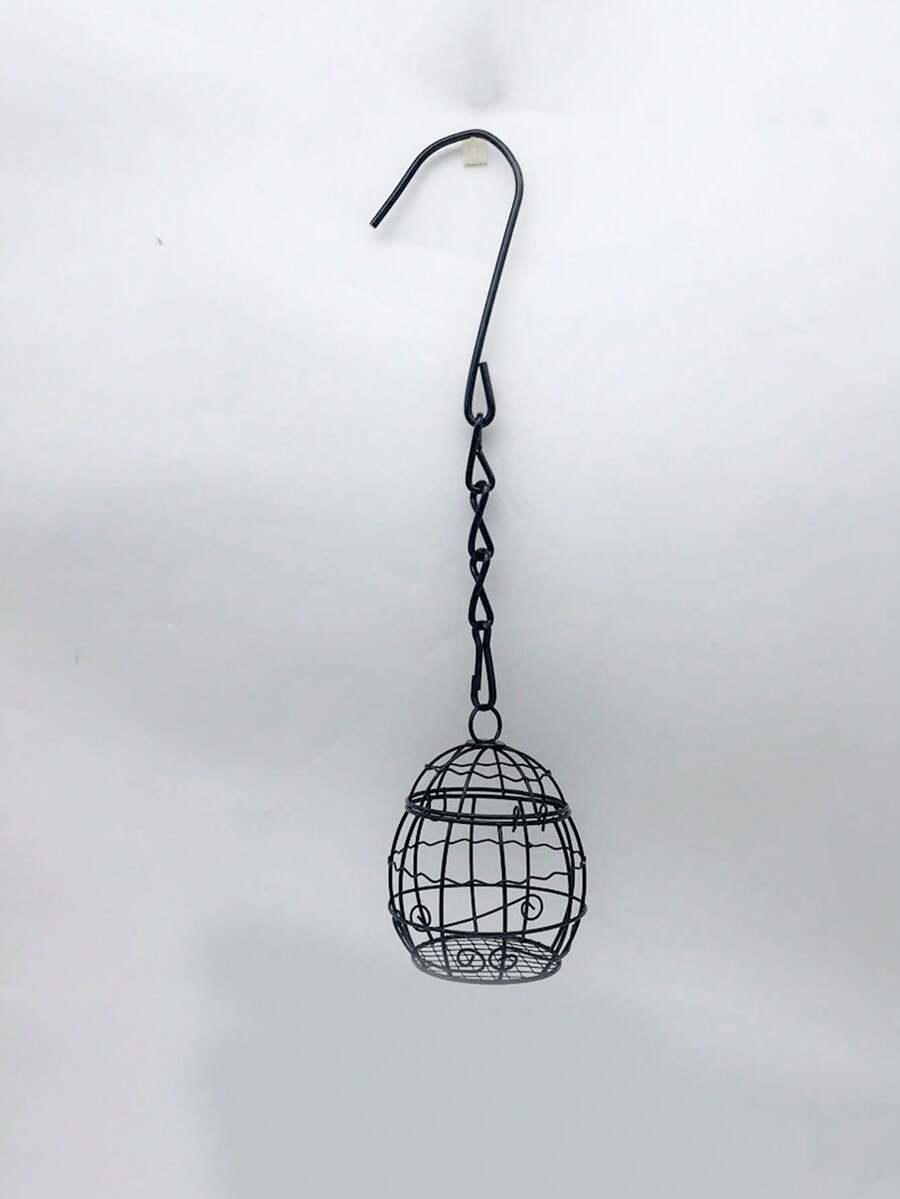 1入室外掛式鳥食器籠狀設計,適用於花園和庭院,春季必備品 - 黑色 - 查看 1