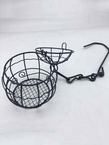 1入室外掛式鳥食器籠狀設計,適用於花園和庭院,春季必備品 - 黑色 - 查看 3