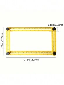 1入組可折疊多角度可移動四摺尺的量具,由abs塑料製成 - 黃色 - 查看 3