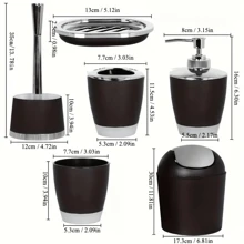4/6pcs Bathroom Accessory Set, Includes Lotion Dispenser, Toilet Brush, Soap Dish, Mouthwash Cup, Trash Can And Toothbrush Holder, Suitable For Bathroom Decoration, Housewarming Gift Set Bathroom Accessories Bathroom Organizer Summer Back To School