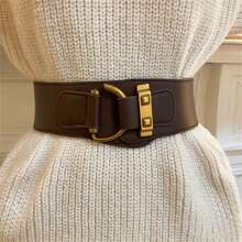 1pc Women's Coffee-Colored Waist Belt For Decorated Coat/Blazer, Elastic & Stretchy Without Holes, Fashionable Retro & Unique Design, Suitable For Daily Wear Halloween Summer, School