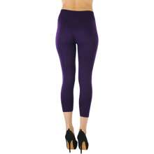 ToBeInStyle Women's Colorful Elastic Capri Length Leggings - 高腰-紫色 - 查看 2