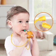 1pc Cartoon Dog Shaped Plastic Whistle For Children To Exercise Lung Capacity - Orange - View 5