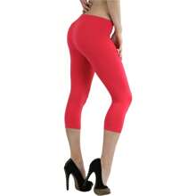 ToBeInStyle Women's Colorful Elastic Capri Length Leggings - Seamless - Pink - View 2