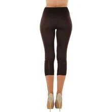 ToBeInStyle Women's Colorful Elastic Full Length Leggings - Rhinestone Ruched - Brown - View 2