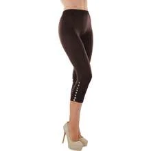 ToBeInStyle Women's Colorful Elastic Full Length Leggings - Rhinestone Ruched - Brown - View 6