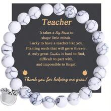 1PC Valentine's Day Gift Teacher, Christmas Gift For Teacher Women, Teacher Appreciation Gifts, Graduation Gifts For Teacher Natural Stone Apple Bracelet Gifts, Beads Bracelets For Teacher's Day, Mom, Mother, Mother's Day, Gift