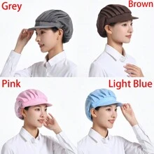 1頂白色廚師帽,男女廚師廚房防塵食品工廠工作帽 - 白色 - 查看 5