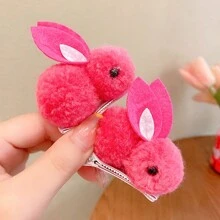2 件装女士发饰，可爱毛绒球兔鳄鱼发夹，女孩发型装饰发夹，四季通用发夹 - 彩色 - 查看 17