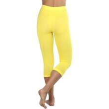 ToBeInStyle Women's Colorful Elastic Capri Length Leggings - High-waisted - Yellow - View 2