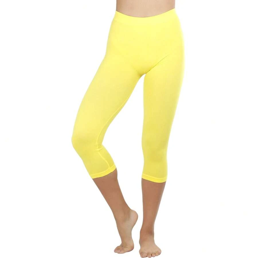 ToBeInStyle Women's Colorful Elastic Capri Length Leggings - High-waisted - Yellow - View 1
