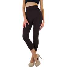 ToBeInStyle Women's Colorful Elastic Capri Length Leggings - 寬腰帶-咖啡色 - 查看 2