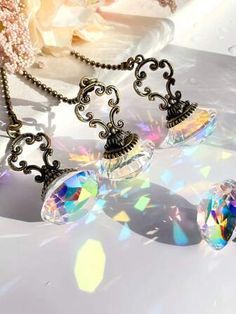 1 件 AB 色水晶吊灯，吊扇灯链串珠球装饰