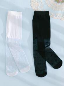 2 Paare Kindersocken Mit Stern Jacquard Für Mädchen, Geeignet Für Sommer Outdoor Aktivitäten