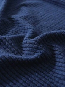 1pc Light Grey Plaid Fleece Sofa Cover With Matching Pillow Cover - Navy Blue - View 6