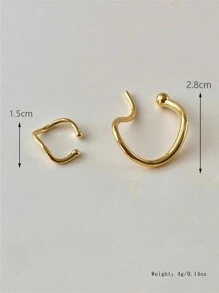 Nouvelle arrivée pour l'Aïd al-Adha, 2 pièces Ensemble de clips d'oreille asymétriques dorés en laiton plaqué or, taille asymétrique sans perçage, couleurs argent et or pour un mélange et un assortiment personnalisés