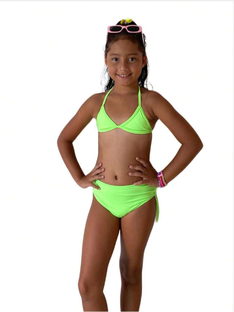 Young Girls Bikini Sets - Lime Green - View 1