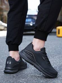 Zapatos deportivos y casuales impermeables antideslizantes para hombre, tallas 36-48 de talla grande - Negro - Ver 3