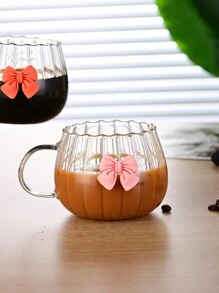1入組高硼矽簡約耐高溫玻璃咖啡杯,可愛的腰部和垂直條紋,南瓜奶茶杯,家庭用 - 無色 - 查看 6