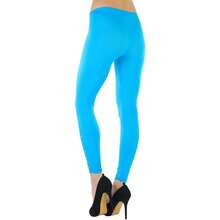 ToBeInStyle Women's Colorful Elastic Full Length Leggings - Rhinestone Ruched - Turquoise - View 7