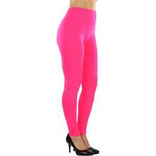 ToBeInStyle Women's Colorful Elastic Full Length Leggings - High-waist - Hot Pink - View 3