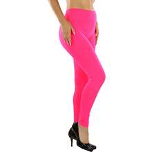 ToBeInStyle Women's Colorful Elastic Full Length Leggings - High-waist - Hot Pink - View 5