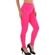 ToBeInStyle Women's Colorful Elastic Full Length Leggings - High-waist - Hot Pink - View 1