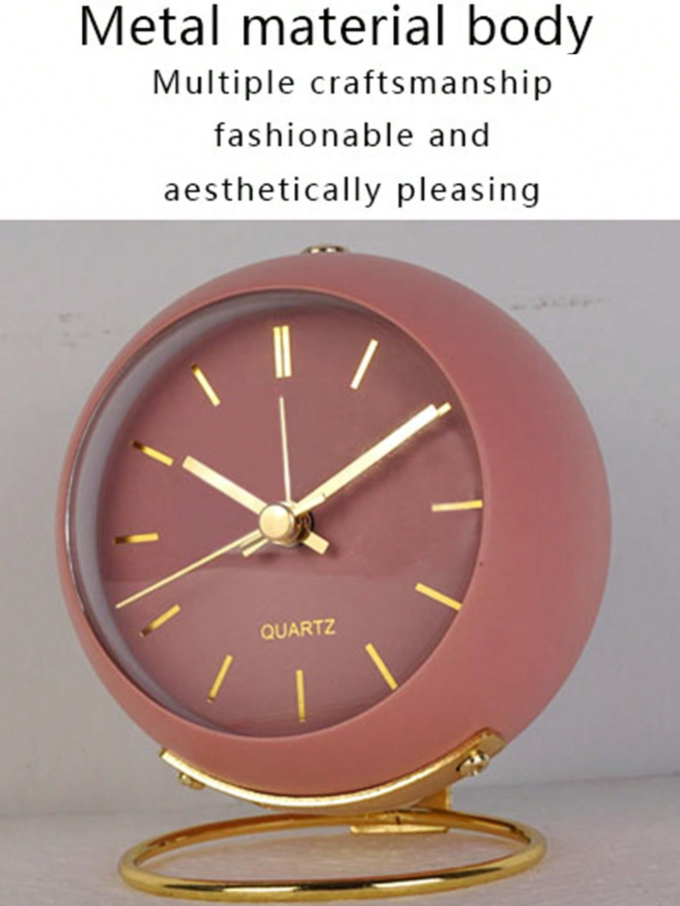 1PC Nordic Creative Metal Desktop Quartz Clock, Minimalist Alarm Clock