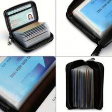 PU Leather Card Holder, Zipper Wallet With 20 Card Slots, Perfect For Travel And Daily Use, Ideal Gift For Men, Suitable For Gifting, As A Present For Loved Ones, Birthday Gift