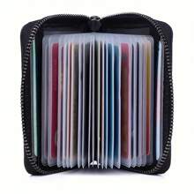 PU Leather Card Holder, Zipper Wallet With 20 Card Slots, Perfect For Travel And Daily Use, Ideal Gift For Men, Suitable For Gifting, As A Present For Loved Ones, Birthday Gift