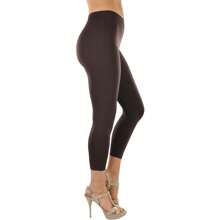 ToBeInStyle Women's Colorful Elastic Capri Length Leggings - 無縫-棕色 - 查看 3