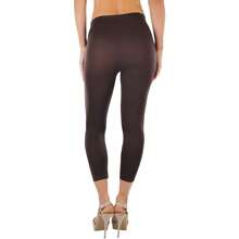 ToBeInStyle Women's Colorful Elastic Capri Length Leggings - 無縫-棕色 - 查看 2