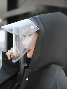 1pc Unisex Adult Anti-Riot Raincoat Poncho With Rainproof Mask And Extended Length For Electric Scooter, Motorcycle, Rafting Insulation,Galentines,Puppy,Carnival,Party Decorations,Spring Summer Picks,Brides Maid Gifts,Room,Bedroom Decor,Beach,Travel,For Men,For Women,Vacation - Black - View 5