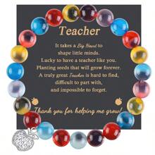 1PC Valentine's Day Gift Teacher, Christmas Gift For Teacher Women, Teacher Appreciation Gifts, Graduation Gifts For Teacher Natural Stone Apple Bracelet Gifts, Beads Bracelets For Teacher's Day, Mom, Mother, Mother's Day, Gift